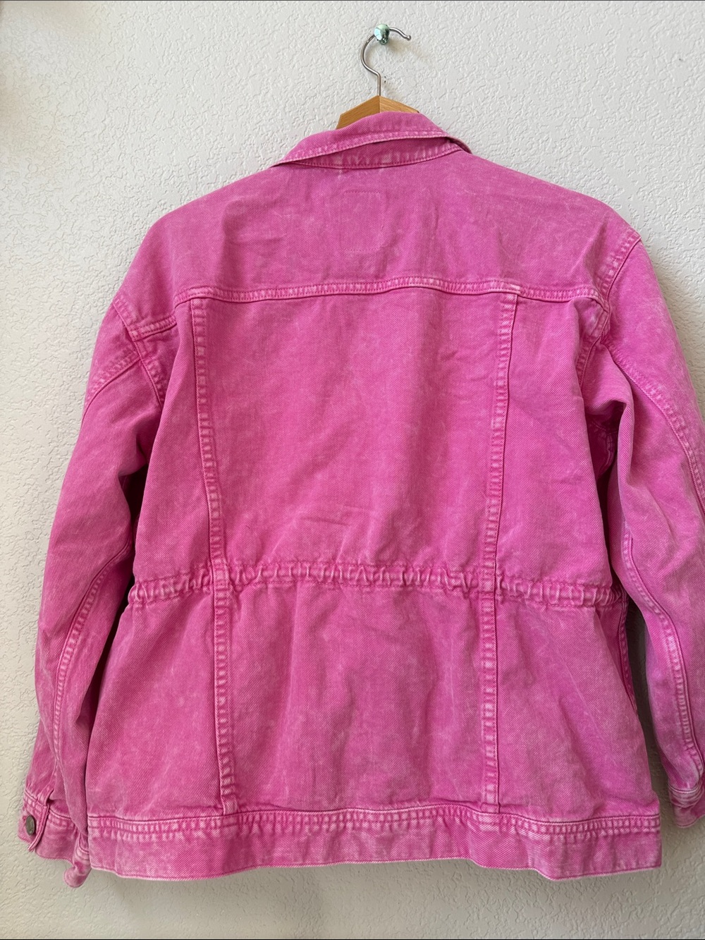 GAP Denim Jacket with Drawstring Waist Oversized Hot Pink size Medium - Picture 7 of 13